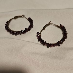 Elegant Garnet Hoop Earrings